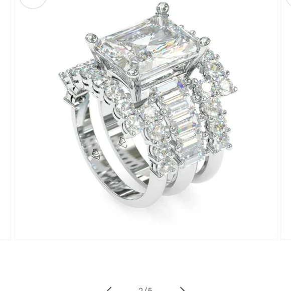 New Jorrio 925 Silver and CZ Wedding Set Size 7.5 - Picture 2 of 6